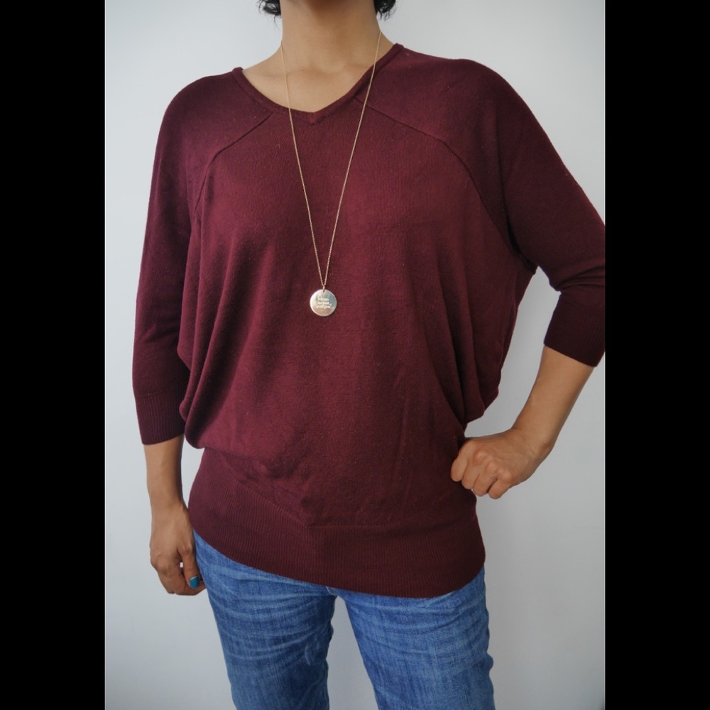 Barney’s CO OP 3/4 sleeve Drapey Vneck Sweater